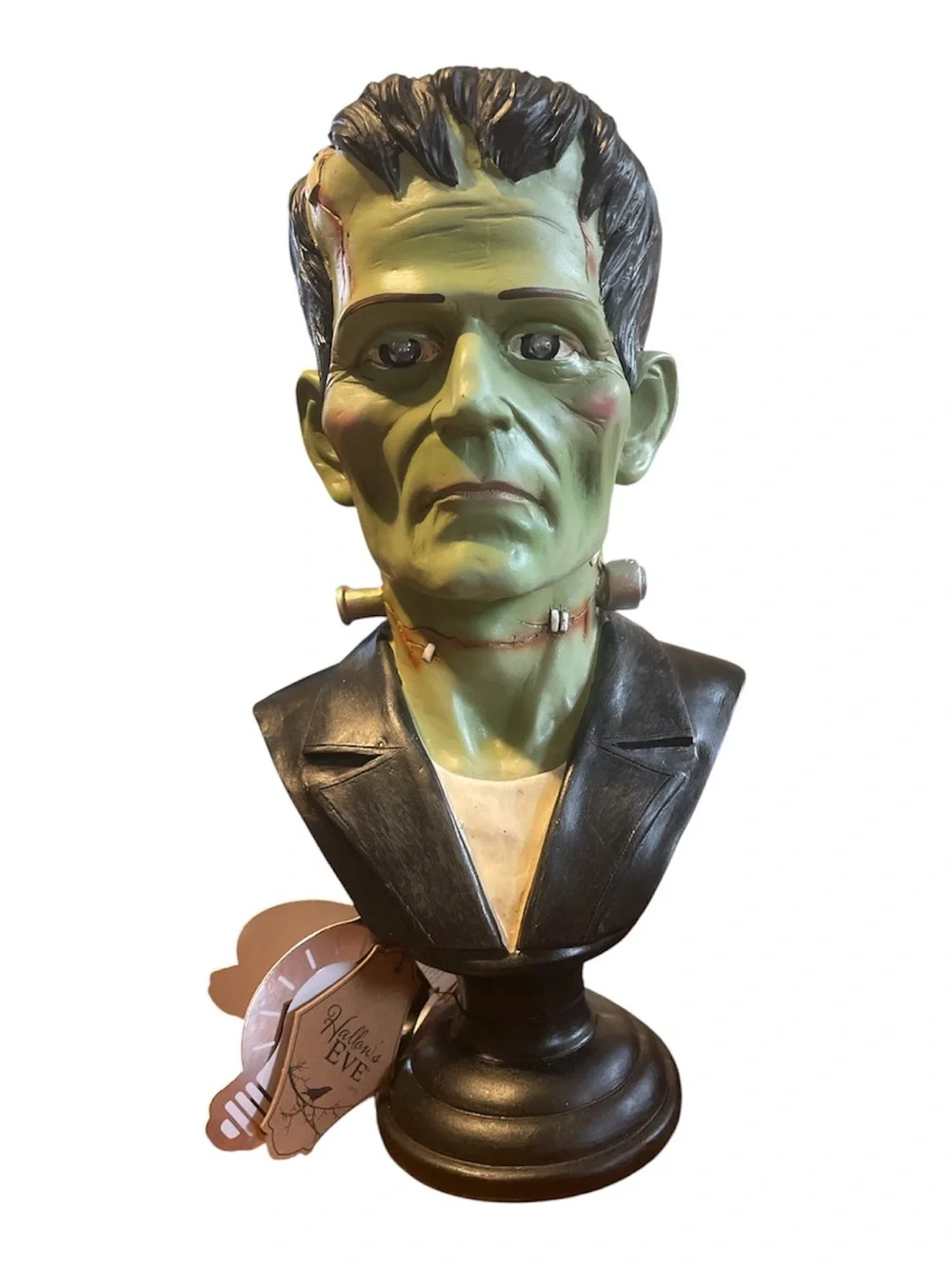 13” NWT Green Frankenstein Bust Halloween Light Up RED LED EYES NWT